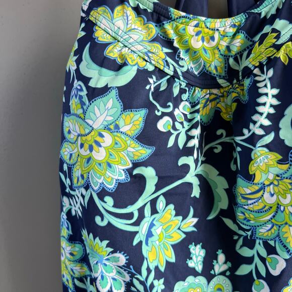 Lands’ End Deep Sea Floral Blouson Tankini Swim Size 10 DDD - Picture 2 of 7